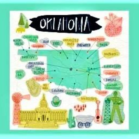 Oklahoma 100% Cotton Fabric Wall or Quilt Panel - Picture 2 of 3